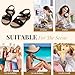 Littleplum Womens Sandals Arch Support – Flat Sandals for Women Fashion, Summer Breathable Adjustable Orthotic Walking Shoes for Beach,Travel Black Size 8