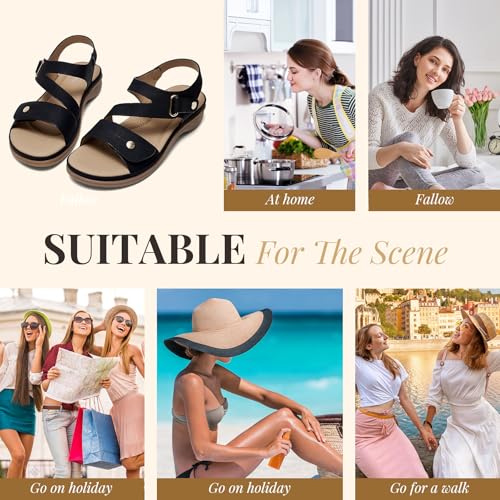 Image of Littleplum Womens Sandals Arch Support - Comfortable Flat Sandals for Women, Summer Breathable Adjustable Orthotic Walking Shoes for Beach,Travel