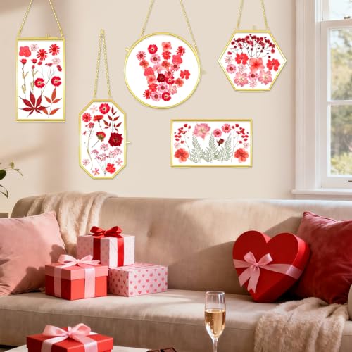 Image of Pressed Dried Flowers for Resin, Natural Real Dried Pressed Flowers for Crafts, Bulk Dry Flowers for Resin Molds, Candles, DIY Art Jewelry Making with Tweezers (Red Love Pressed Flowers)