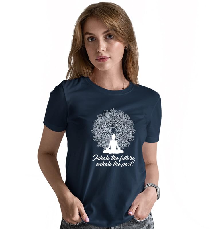 Image of INDISSH Women's Regular Fit Half-Sleeves YOGA1 Themed Garphic Printed Tshirt|Regular Wear T-Shirt for Women's| Pack of 1 T-Shirt|