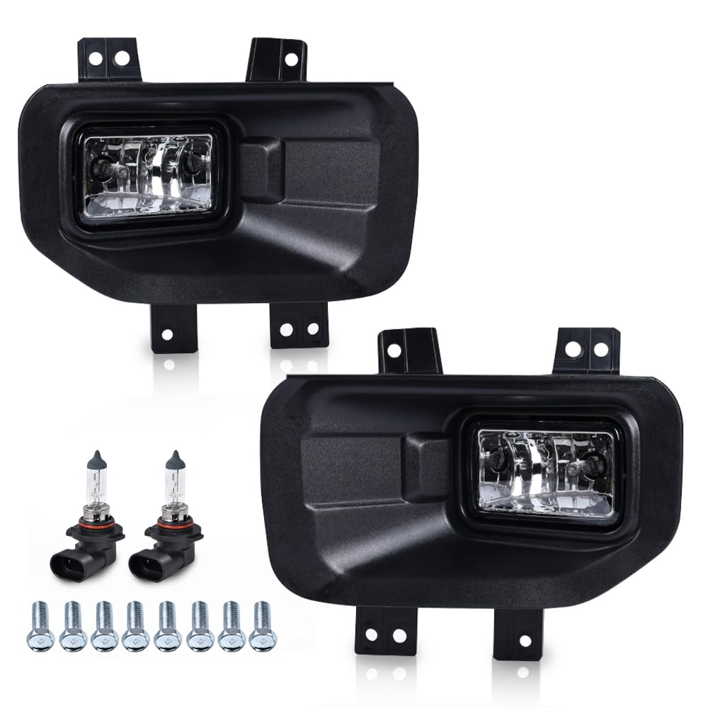 G-PLUS Clear Lens Front Bumper Fog Light Assembly Compatible with Ford F150 2015 2016 2017 Driving Fog Lamps w/ H10 Halogen Bulbs FL3Z15201B FO2592235