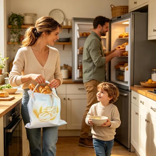 Bolsas de pan reutilizables de almacenamiento transpirable para repostería artesanal 3