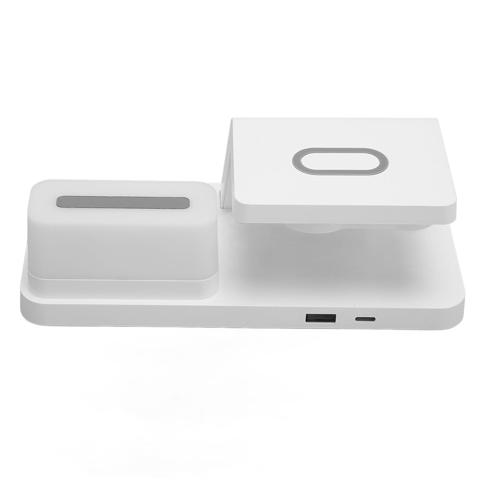 Cargador Inalámbrico con Pantalla de Reloj LED, Brillo Ajustable, Luz Nocturna para Auriculares, Reloj de Teléfono, Estación de Carga Rápida USB C de 15W (White)