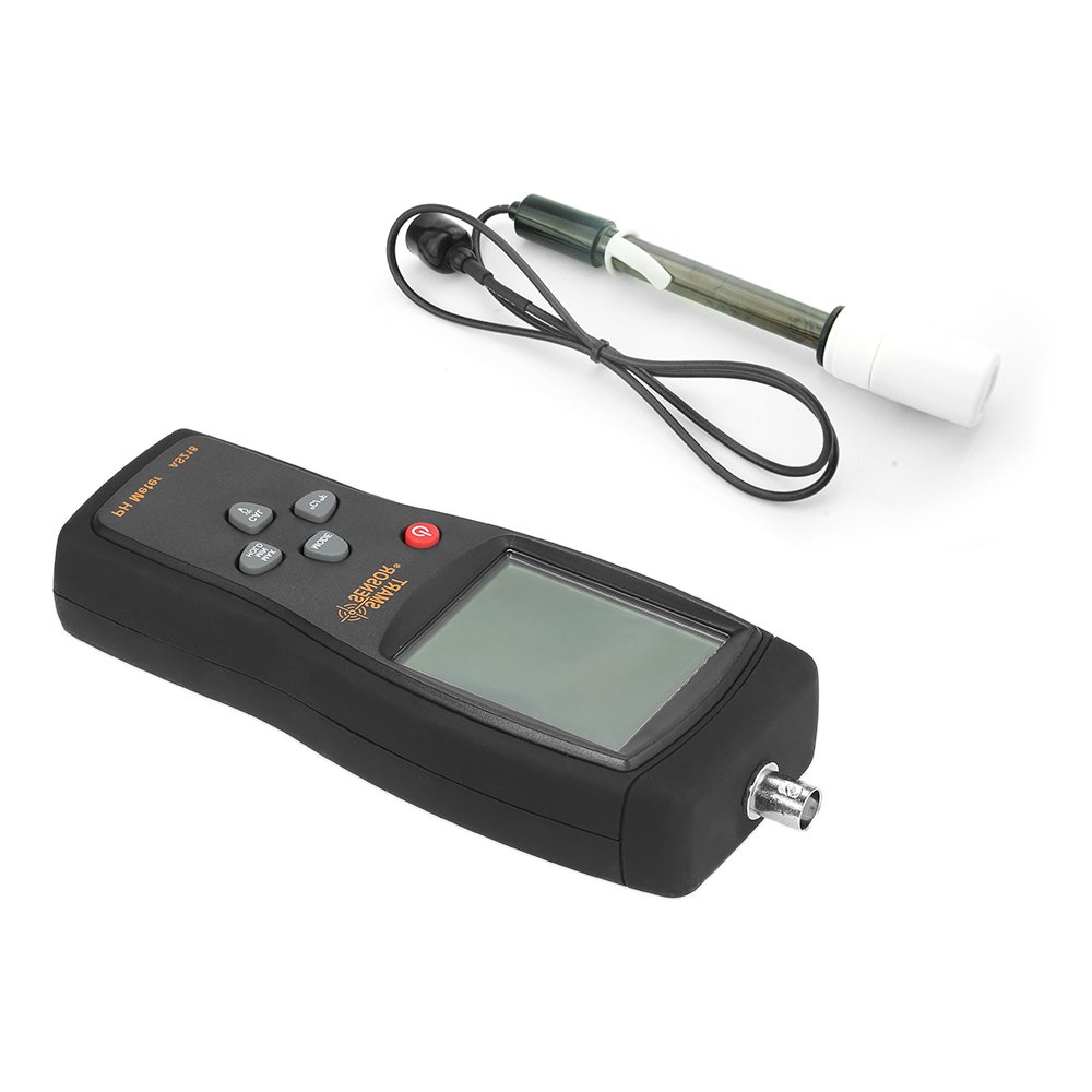 Smart Sensor Medidor de pH portátil Profesional con compensación de Temperatura y Pantalla LCD retroiluminada para análisis de la Calidad del Agua - Acidímetro con sonda de Sensor