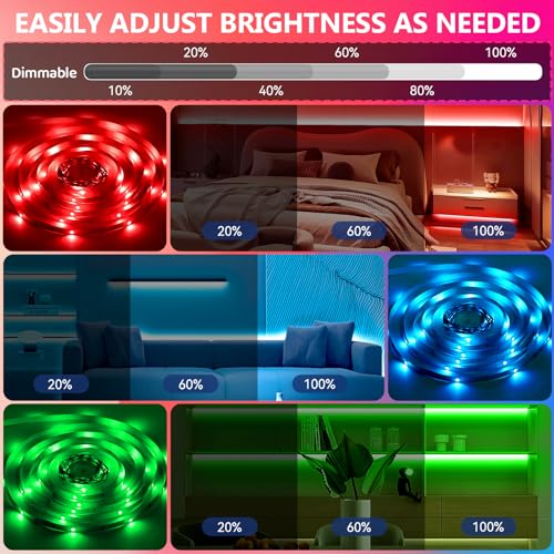 Tira LED RGB 65.6 pies con control remoto IR y 12V miniatura 6