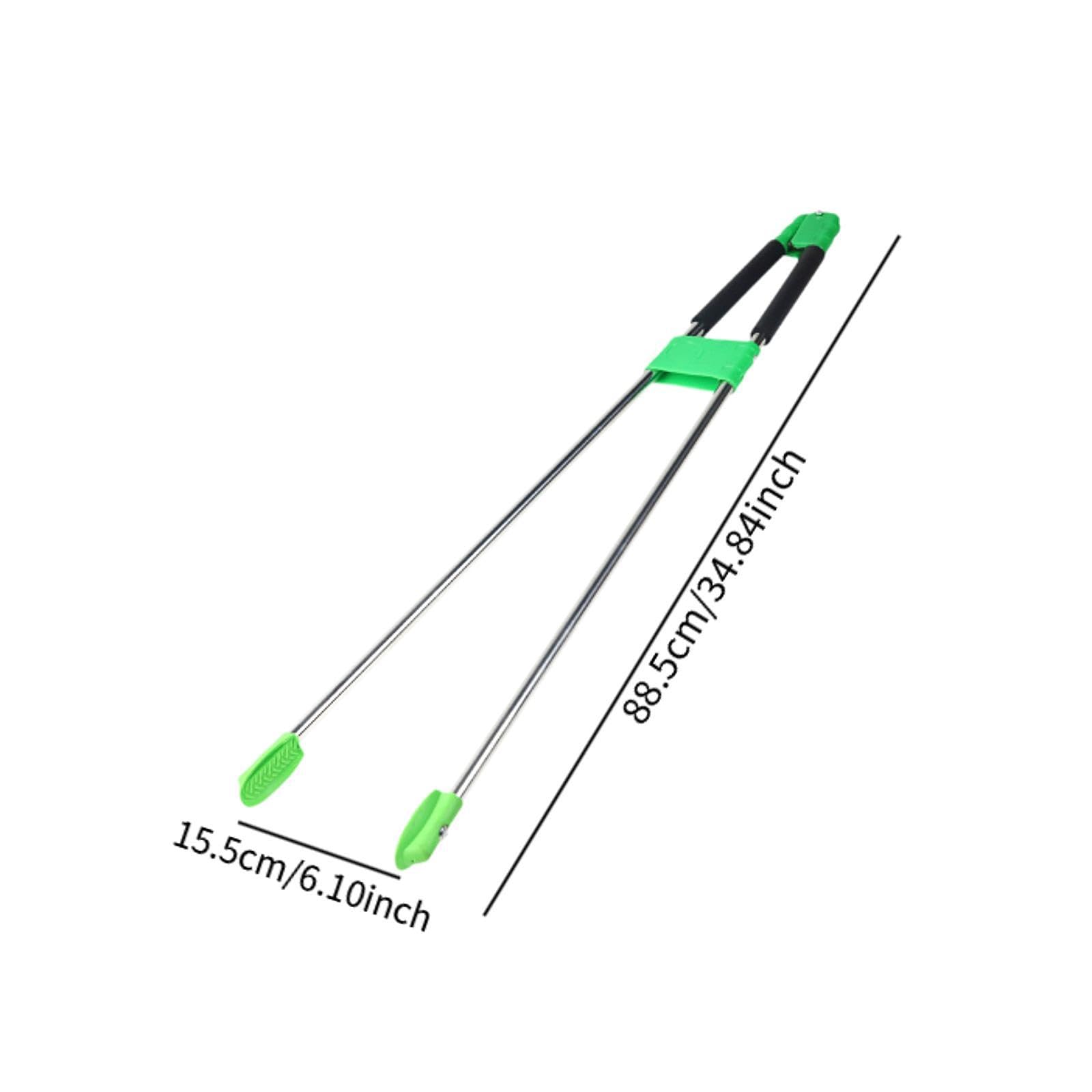 Pinza para Basura Recogedor Herramienta de Alcance Recogedor de Residuos con Barra Extra Larga Y Mango Cómodo Fabricada en Acero Inoxidable Adecuada P, Verde