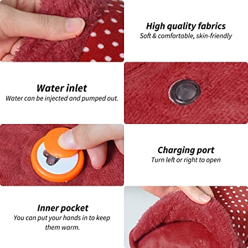 Image of Electric Hot Water Bag with Velvet Cover | Reusable Heating Pad for Pain Relief Cramps Back Pain | Fast Heating Heat Therapy Bag for Women Men | Multicolor