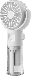Mini ventilatore portatile, con nebulizzatore d'acqua, ricaricabile tramite USB, con 4 velocità, leggero e piccolo, ventilatore da scrivania per interni, scuola, viaggi, campeggio, trucco (bianco)