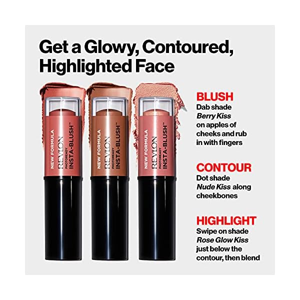 Revlon-Insta-Blush-Stick-Berry-Kiss Revlon Blush Stick, PhotoReady Insta-Blush Face Makeup with Cream to Powder Formula, High Impact Color, Moisturizing Creamy Formula, 320 Berry Kiss, 1.15 Oz