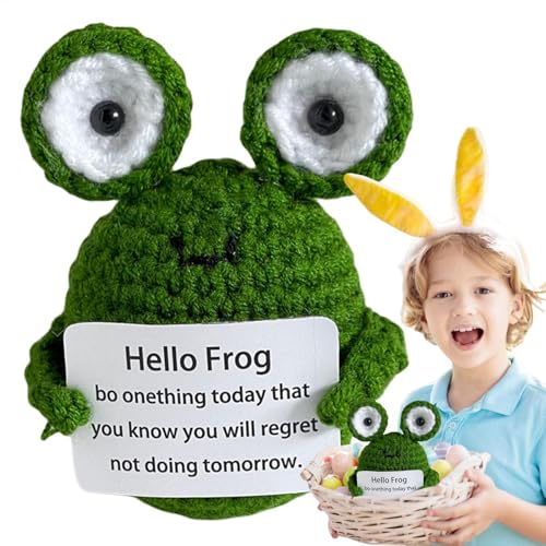 Youngwier Apoyo emocional de ganchillo, apoyo emocional, juguete de timbre, juguete de gancho de cuerno de bann - 7 cm/2,7 pulgadas muñeca de punto hecha a mano, tarjeta de tenencia de decoración de