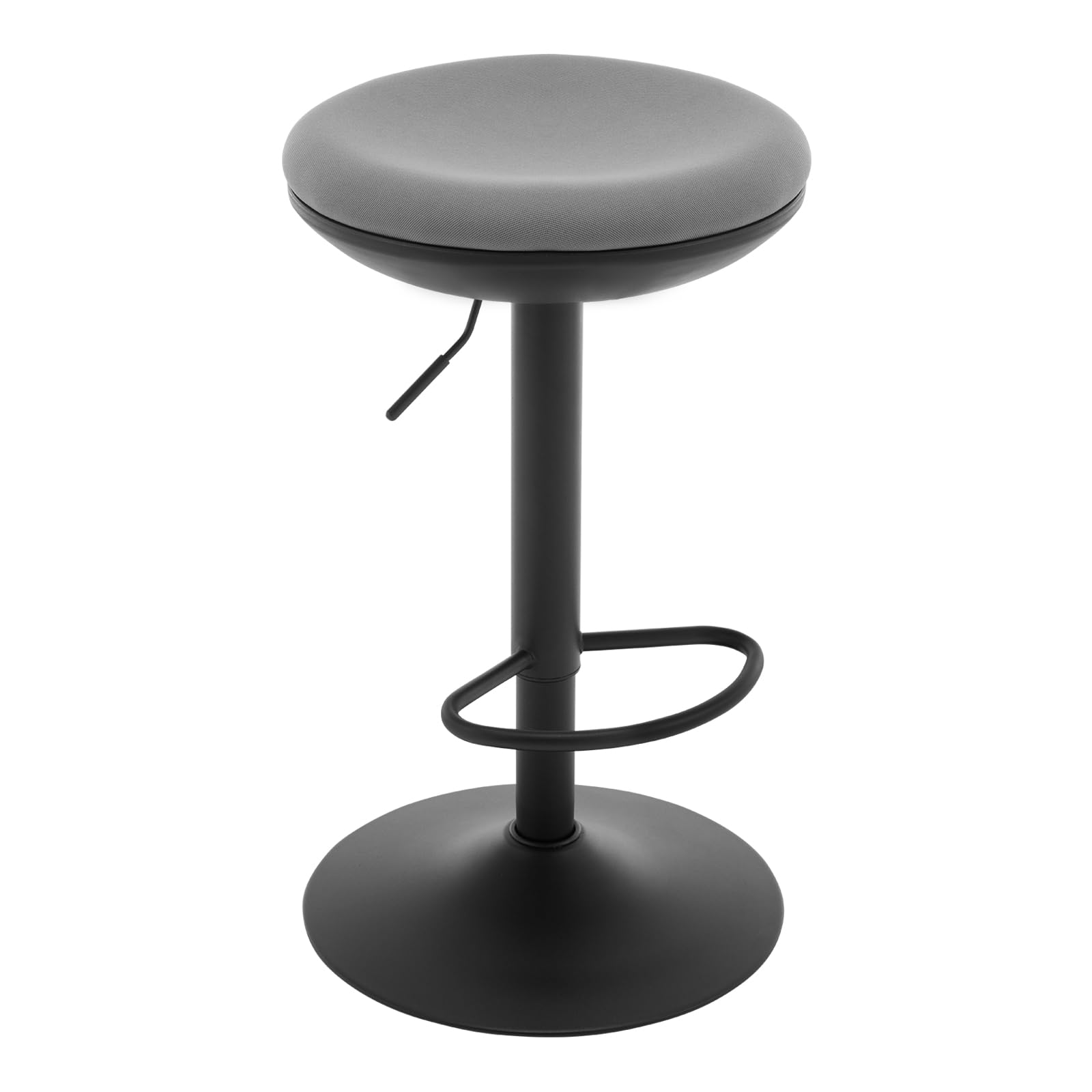 WOLTU Taburete Bar Giratorio Redondo, Taburete Pequeño con Altura Ajustable para Comedor, Salón y Cafetería, Asiento de Tela Elástica, Gris