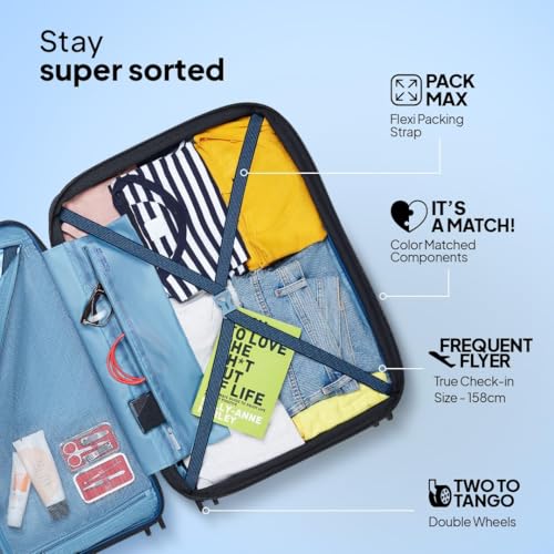 Image of American Tourister 77 CM Hard Shell 8 Spinner Wheel,Expander & Recessed TSA Lock Check-in Trolley Bag for Travel|Large PP Suitcase with Double Zipper,Flexi Packing Straps for Unisex (Navy, 77 CM)