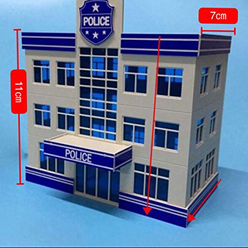 Haoun 1:87 HO Scale Police Station Model, DIY Assembly Building Kit Structure Railway Layout Scene Sand Table Model Train Accessories