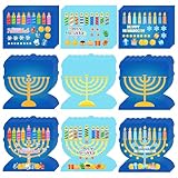 AmazingSpark 30 Pcs Hanukkah Crafts Make Your Own Hanukkah Menorah Craft Kit DIY Menorah Scene with Stickers for Boy Girls Activities Party Decoration Arts and Crafts, 15 Set