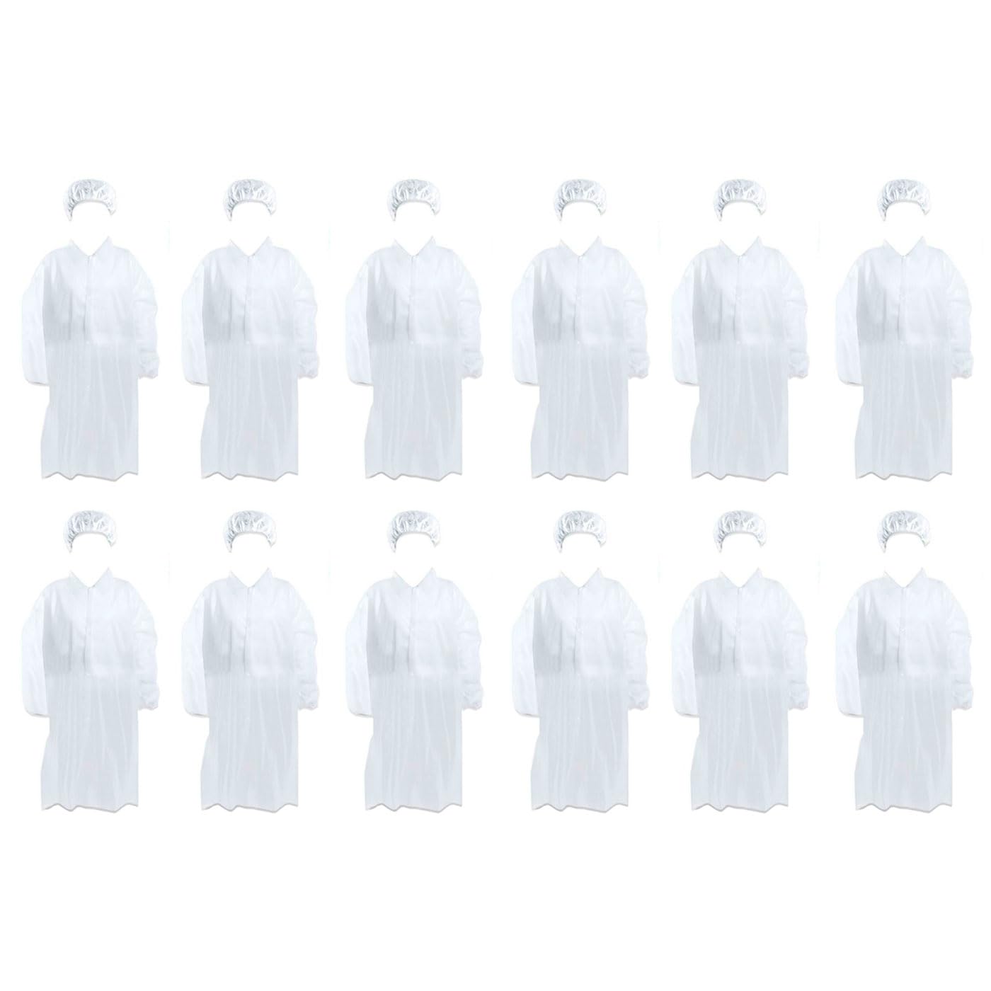 Tradineur - Traje Protector de Trabajo, TNT, Cierre con Botones y Gorro, Mono desechable, protección, Multiusos, Unisex (Blanco - Talla única)