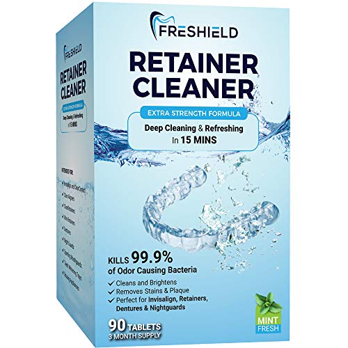 FRESHIELD Retainer & Denture Cleaner Tablets - Remove Stain, Plaque, Bad Odor from