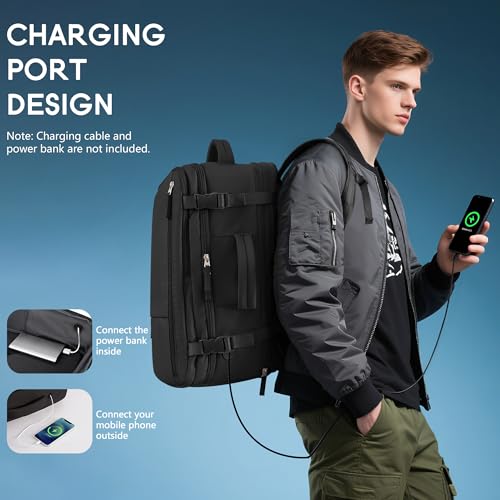 Beraliy Travel Backpack for Men Women, Large Carry On Backpack, Personal Item Bag Airline Approved, 17 inch Laptop Backpack, Business Work Gym Weekender Bag, Black4