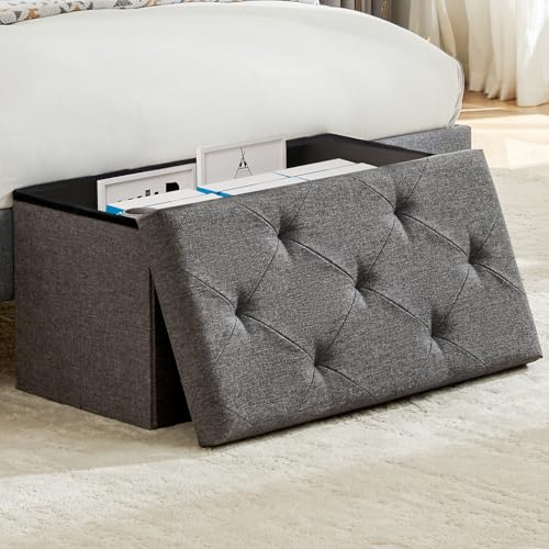 DUMOS 30in Foldable Storage Ottoman Bench, Foot Rest Stool Storage