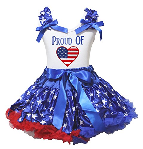 Vestido del 4 de Julio de niña conjunto de falda blanca con estrellas azules