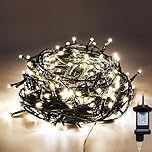Gresonic 100/200/300/400LED Fairy Lights,8 Modes Timer String for Bedroom Plug in,Warm White Outdoor Garden Mains Powered Waterproof Christmas for Party(100LED,Green Cable)
