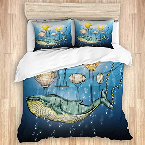 SUPERQIAO Set Copripiumino 3 Pezzi, Balena