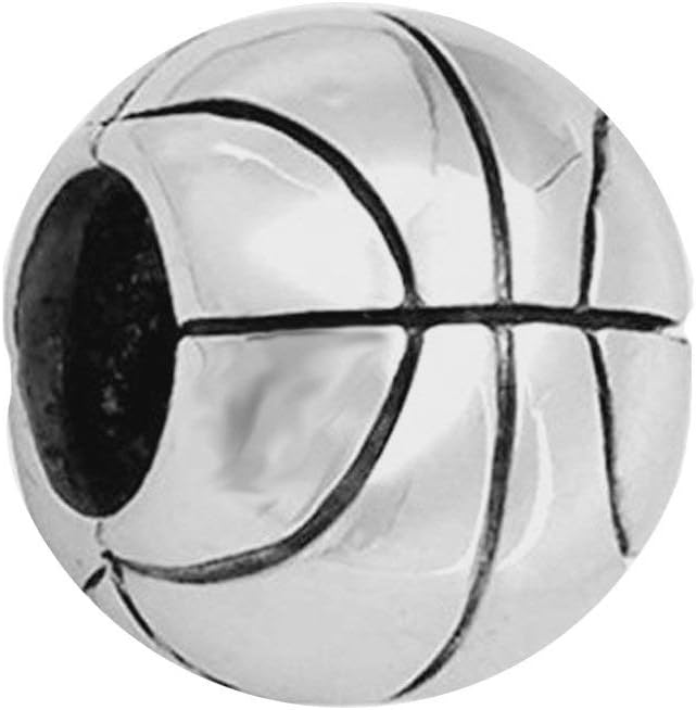 Lamoony CharmBasketball Charm 925 Sterling Silver Ball Charm Sport Charm for Pandoar Bracelet (C)