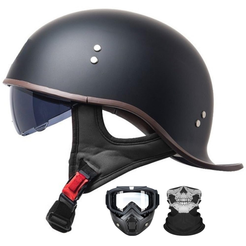 Casco Moto Abierto Retro – Casco Jet Clásico con Gafas Vintage, Homologado ECE 22.06, Ligero para Scooter, Motos Custom y Cafe Racer