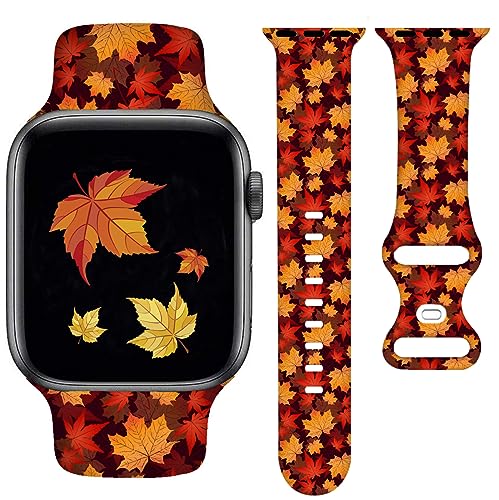 YAGEDOVIU Fall Hello Thanksgiving Watch Bands Compatible Watch 38mm 40mm 41mm 42mm for Women Men Adjustable Soft Silicone Replacement Smartwatch Wristband for SE Series 8/7/6/5/4/3/2/1