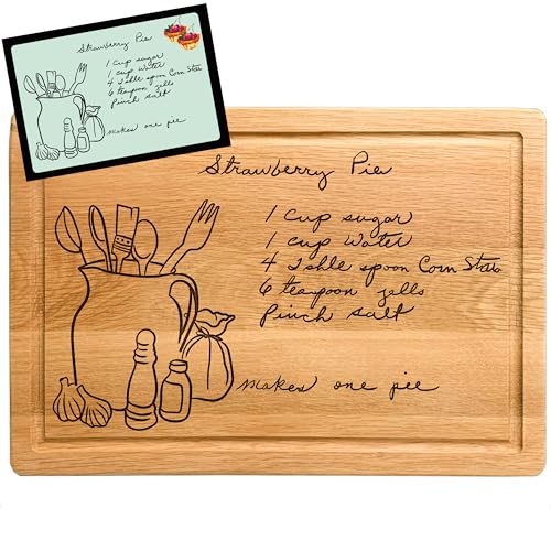Tabla de Cortar Personalizada con Receta Manuscrita, Regalo para Mamá, Abuela y Suegra, Regalo de Cocina con Logotipo e Imagen Personalizados para Cumpleaños, Navidad, Jubilación, Día de la Madre