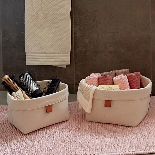 LOVE IT STORE IT Aufbewahrungskorb Set 2-teilig - Stoff-Körbchen für Badezimmer Deko und Babyzimmer - Beige - 2er Set, 2 Größen