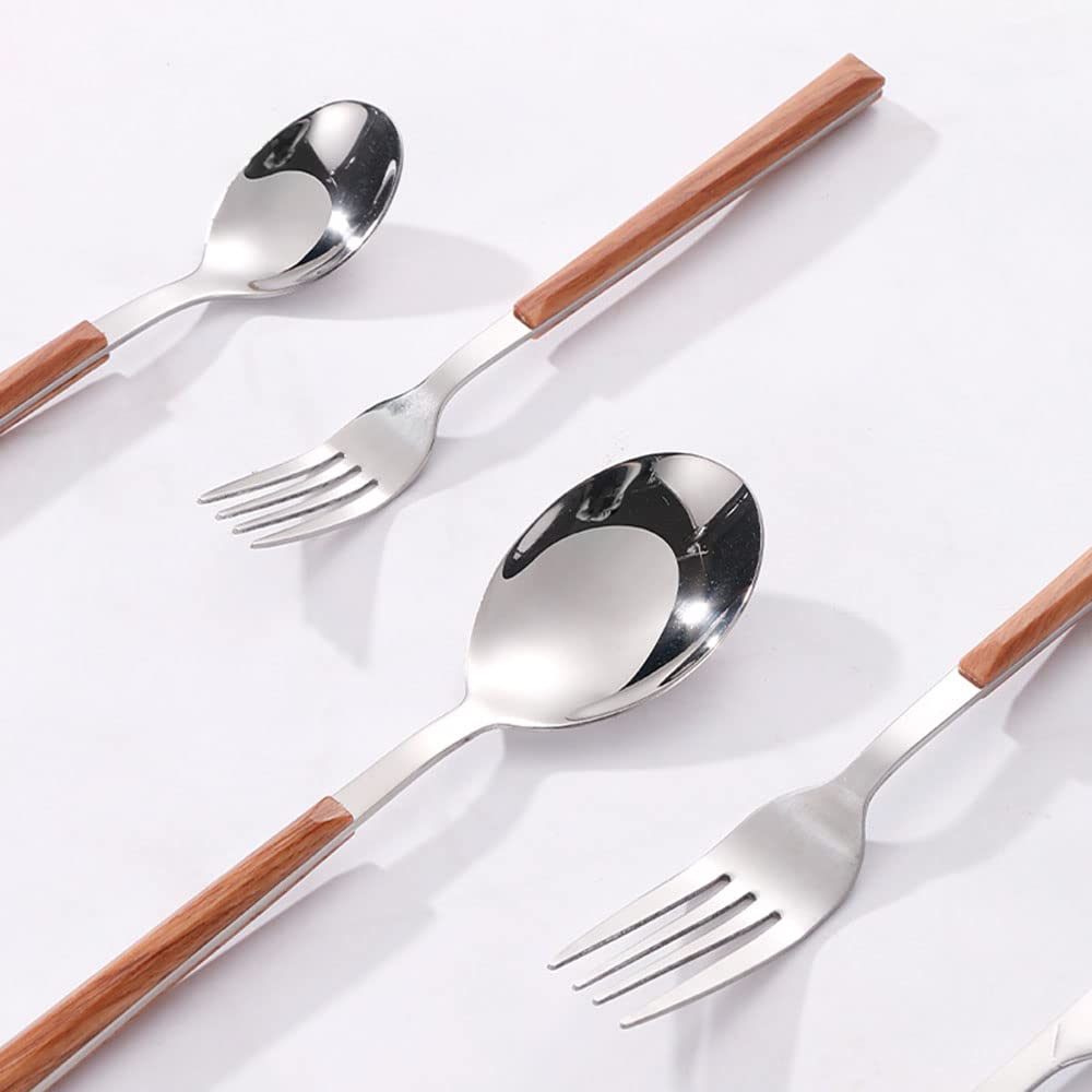 Zilverwerk Set 10 stuks met bruin handvat, roestvrij staal bestek bestek set, keukengerei sets, servies met mes lepels en vorken set