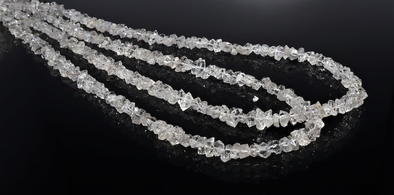 Naturalne białe samorodki Herkimer szorstkie koraliki 6-6,5 mm 40 cm długi sznurek tworzenie biżuterii, koraliki z kamieni szlachetnych do naszyjnika, bransoletki