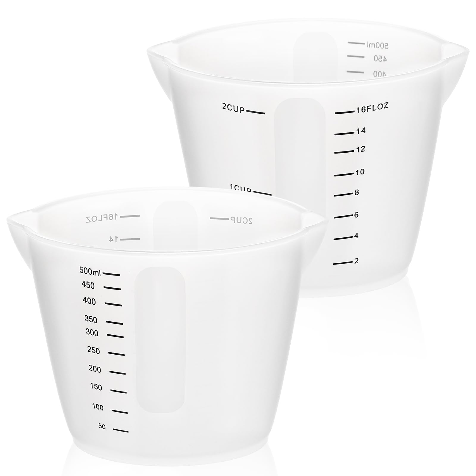 Luxeu Resin Mixing Cups, 2 Pcs Silicone Measuring Jug 500ml, Silicone Measuring Cups, with 2 Scales, Reusable, for Epoxy Resin Mixing, Jewelry Making, Casting Molds, Kitchen