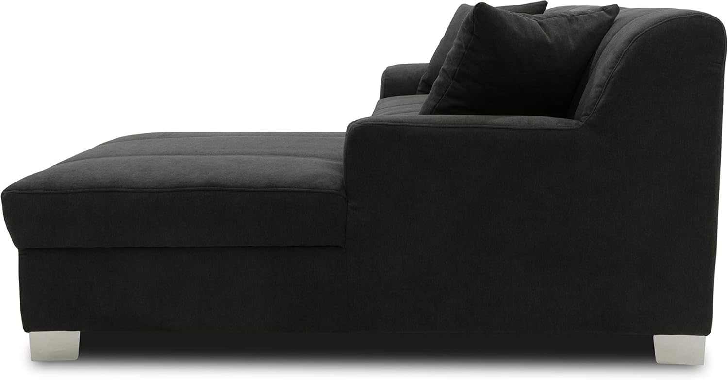 DOMO. collection Divano angolare Capri, divano a forma di L, divano ad angolo, divano ad angolo, 239 x 152 x 75 cm (larghezza x profondità x altezza), nero