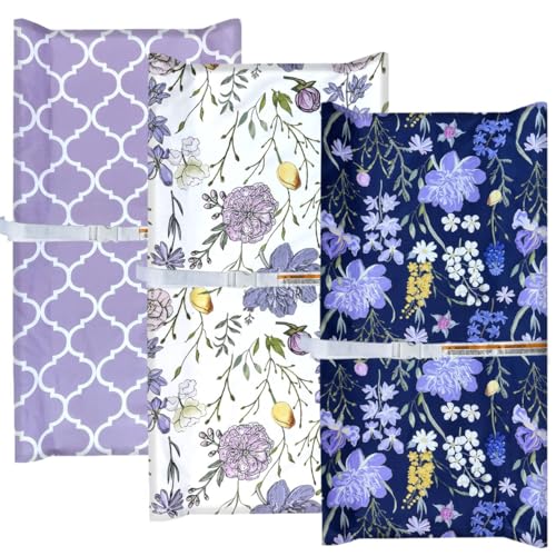 Image of AMROSE 3 Pack Changing Pad Covers, 32" x 16" Ultra Soft Microfiber Diaper Change Table Sheets for Baby Girls, Violet