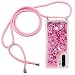 Produktbild MXKOCO Handykette kompatibel mit Huawei P30 Pro Glitzer Flüssig Bewegende Treibsand Handyhülle+Case mit Umhängeband Handykordel mit Schutzhülle Hülle mit Band, Stylische Kette mit Hülle