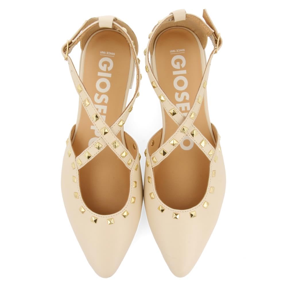 GIOSEPPO Bailarinas DE Piel Color Negro con Punta Fina Y Detalle DE TACHAS para Mujer Garcon