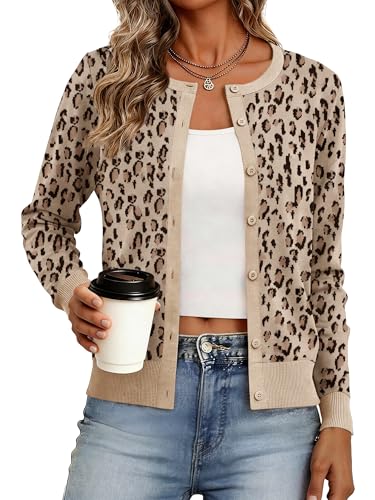 Bellcoco Cardigan Sweaters for Women Lightweight Crew...