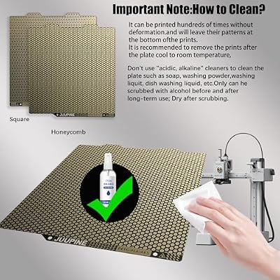 184x184mm Double Sided Flexible PEI Honeycomb Sheet, Smooth Honeycomb+Square Surface for Bambu Lab A1 Mini 3D Printer, 3D Printer PEI Plate Removable Platform.