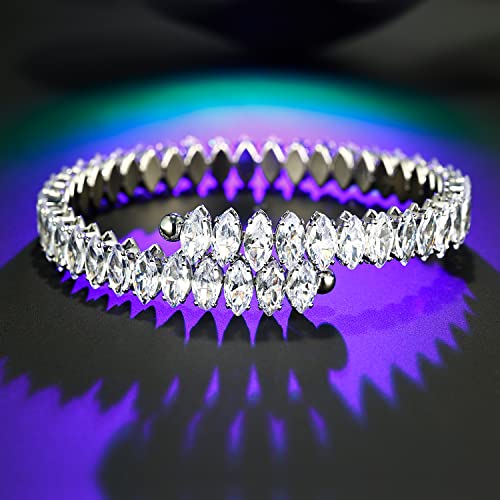 Cubic Zirconia Adjustable Cuff Bracelet for Women Men, White Gold Plated CZ Bracelet and Anklets Chain2