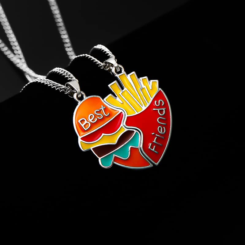 Best Friend Necklaces for 2 Girls Boys Friendship Gifts for BFF Hamburger French Fries Matching