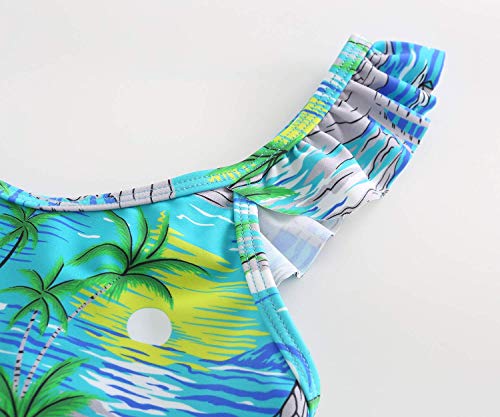 Image of Girls One Piece Swimsuits Hawaiian Ruffle Swimwear Beach Bathing Suit