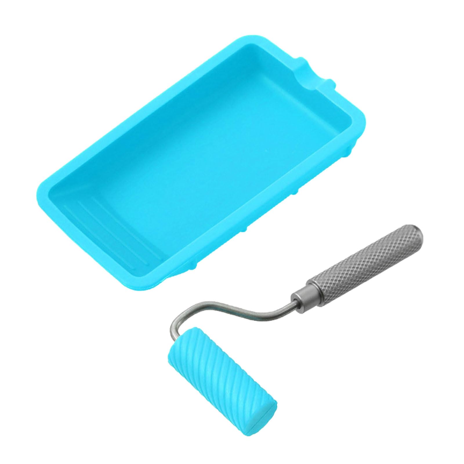 Plcpdm Blue 2 Piece Set Quick Drying Woodworking Adhesive Applicator Roller Tray Nondrip Design Smooth Spreader Tool For Carpentry Diyer Easy To Clean Silicone Adhesive Roller