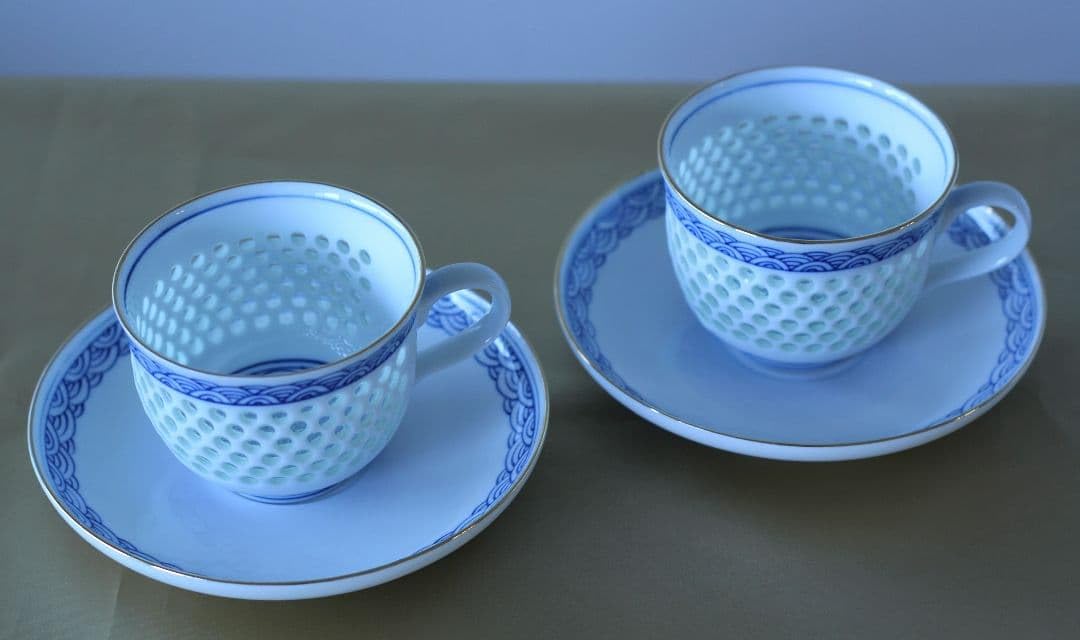 Amazon.co.jp: 波佐見焼 丹心窯 水晶青海波 コーヒーカップ＆ソーサー
