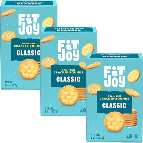 FitJoy Grain Free Crackers - Delicious Gluten Free Cracker - Certified Non-GMO, and Kosher - Gluten Free Crackers - Vegan, Allergen-Free, Nut-Free - Classic Salt Flavor - 3 Pack