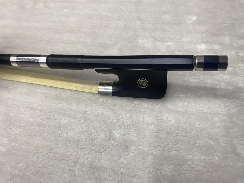 3/4 double Bass Bow Upright Bass balck Carbon Fiber Bow Ebony Frog Natural Horsehair Black or white for adult (white)