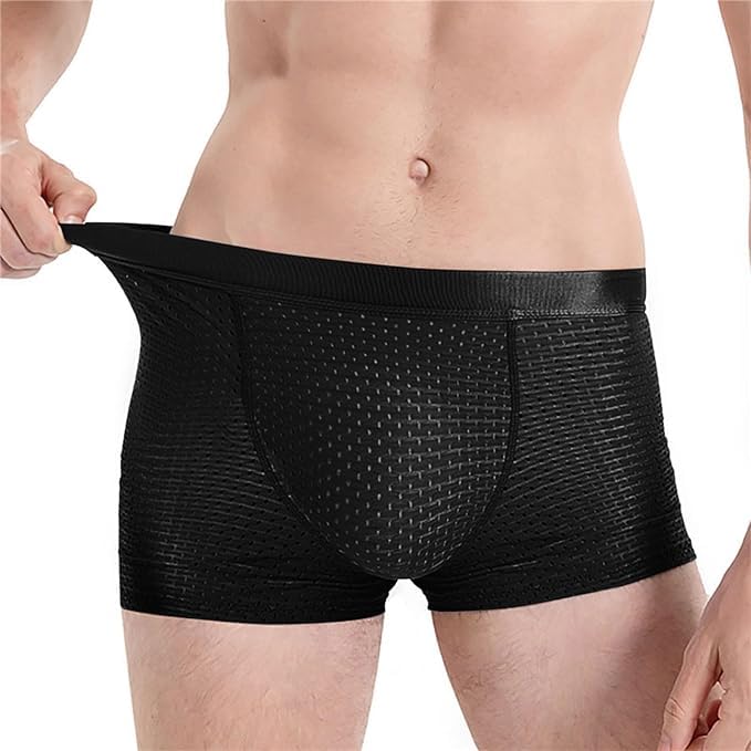 Men's Breathable Mesh Boxer Brief Underwear, Black Regular Fit-image-24