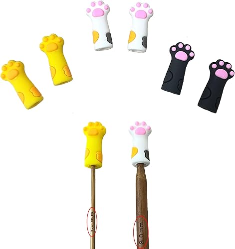 Miniatura 11 de SPANSEE 8 piezas de tapones para agujas de tejer con forma de pata de perro, protectores de puntas de agujas de tejer, tapas para agujas de tejer