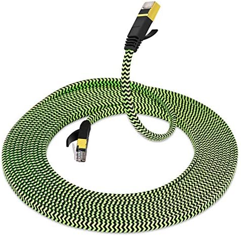 Cat 7 Ethernet Cable 20 ft, PPTVC Cat 7 Ethernet Cable Nylon Braided Cat 7 Flat Internet Network Computer Patch Cord RJ45 Network Cable Cat7 LAN Cable for PC Laptop Modem Router
