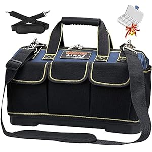 AIRAJ Tool Bag Organiser Hard Bottom 42 * 23 * 29cm/ 16-Inch,Water Proof Large Tool Bag with ABS Molded Base,Electrician…